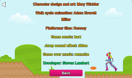 The game's credit screen listing all those whose assets I used.