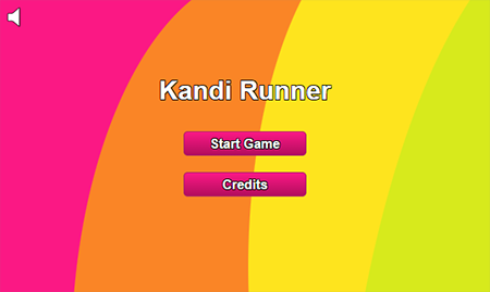 The game's main menu with a multi-color background and a button to play the game.