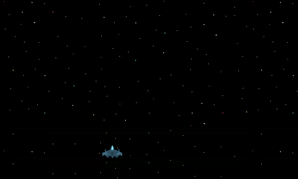 A space ship on a starry background in space